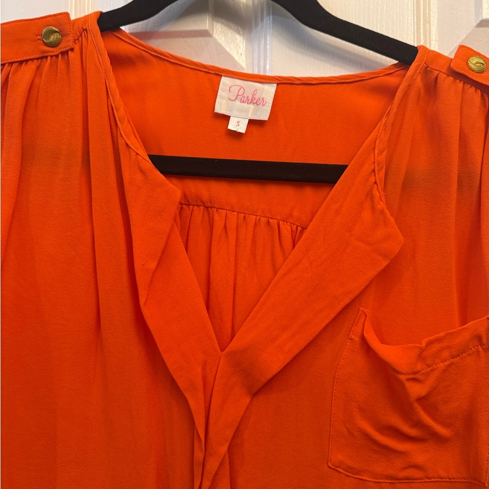 Parker Women's Orange V-Neck Blouse